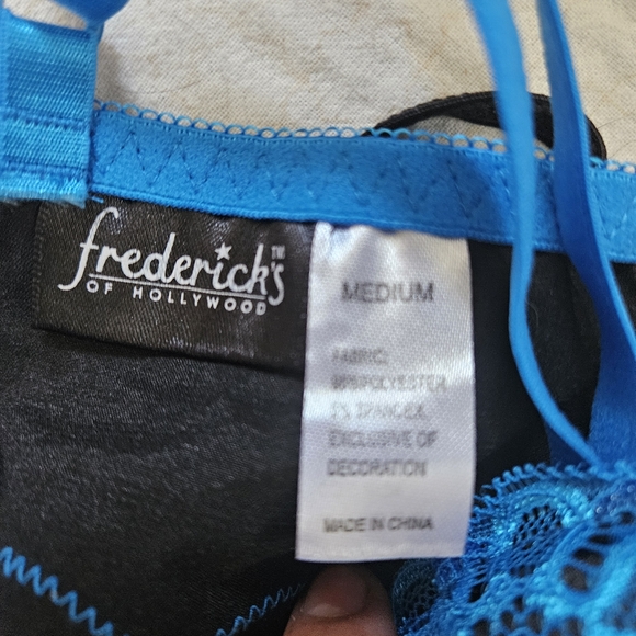 New without Tags FREDERICKS of HOLLYWOOD~AQUA STRETCH CORSET CHEMISE GARTER PUSH - Picture 5 of 5
